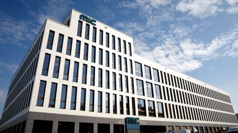 view on a white new building, the MIC headquarters